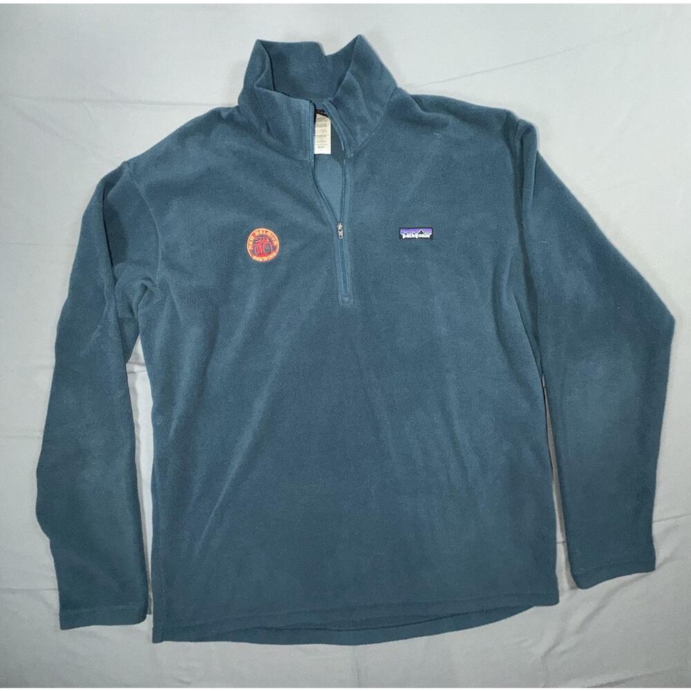 Patagonia Synchilla Pullover Jacket Mens Large Teal Fleece 1/4 Zip New Belgium